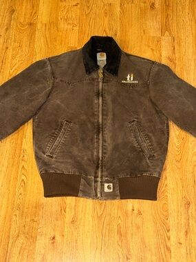 VTG Carhartt J14 CHT Santa Fe Bomber Work Canvas Jacket Chestnut Brown FADED
